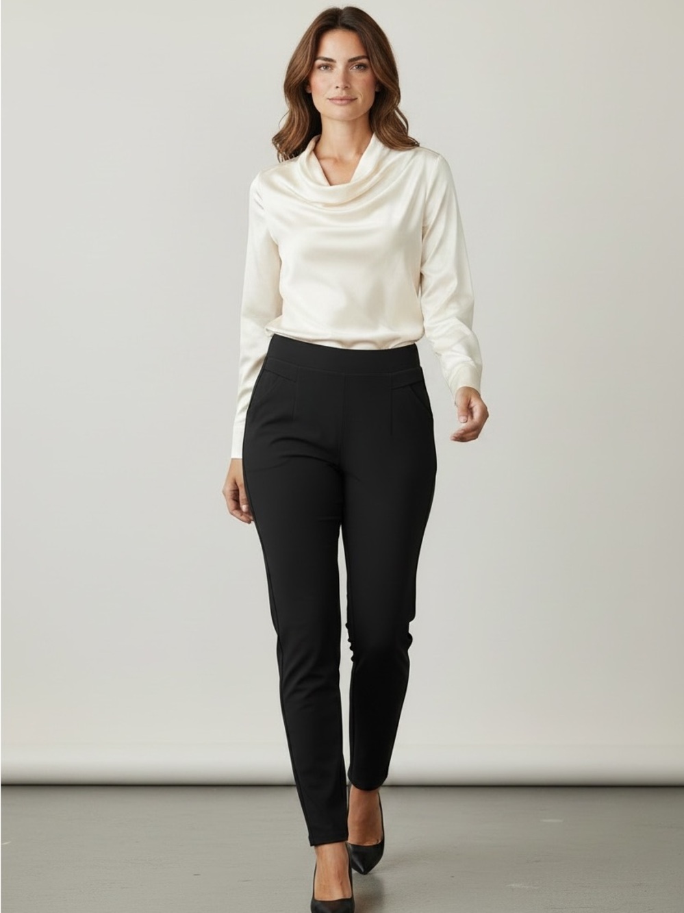 Slim Black Indero Ponte Ankle Pants for Women size xl